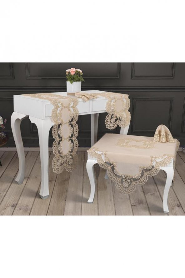 Lüx Kaftan Kordone 5 Parça Salon Takımı Cappucino - Resim 2