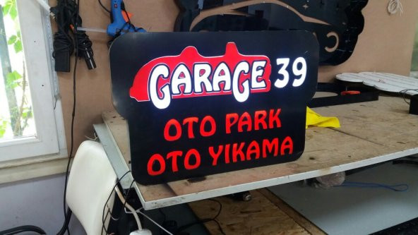 Garage 39 Otopark Otoyıkama 3d Led Işıklı tabela 3D TABELA KUTU HARF IŞIKLI