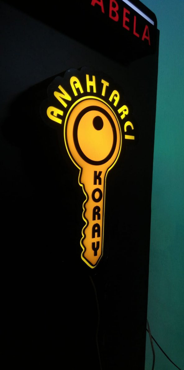 Anahtarcı Koray tabelası 3D led tabela neon etkili ışıklı tabela kutu harf depo reklam kartal - Resim 4