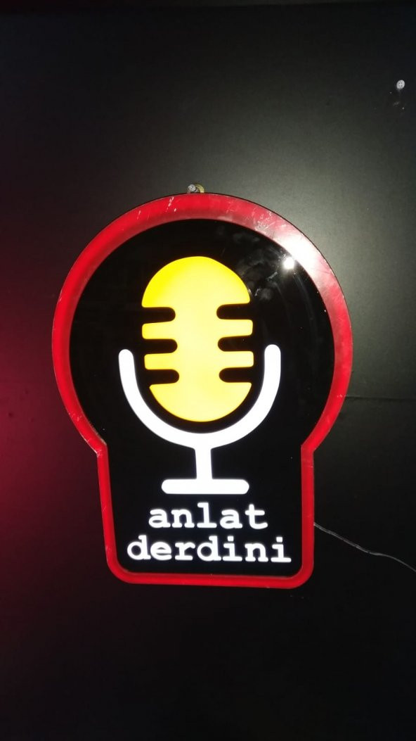 Anlat Derdini Mikrofon tabelası 3D led tabela neon etkili ışıklı tabela kutu harf depo reklam kartal - 2
