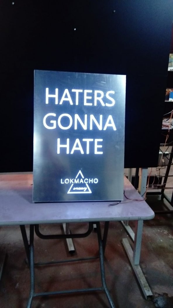Haters Gonne Hate tabelası 3D led tabela neon etkili ışıklı tabela kutu harf depo reklam kartal ürün görseli