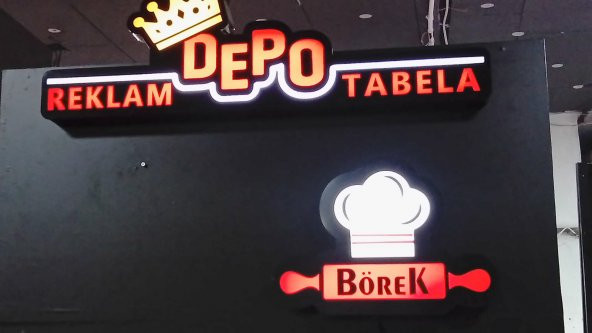 BÖREK OKLAVA 3D LED NEON TABELA KAYAN YAZI AYDINLATMA PANEL DEPO REKLAM KARTAL İSTANBUL CEVİZLİ ürün görseli