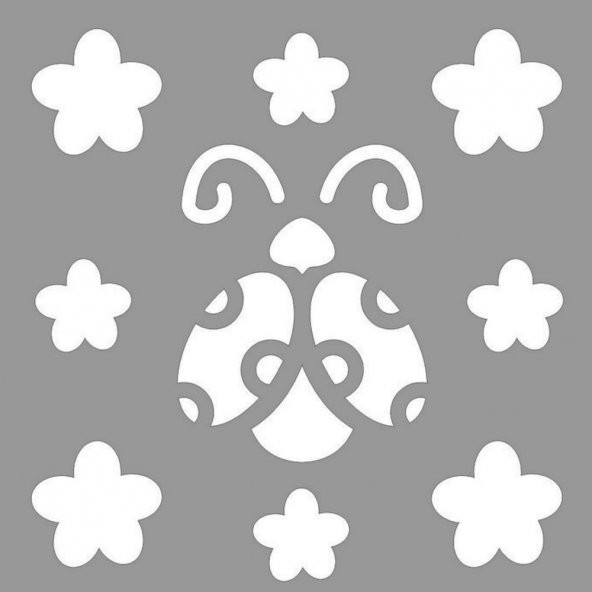 Uğurböceği Stencil Boyama şablonu 30x30 cm, Duvar Stencil, Fayans Stencil, Mobilya Stencil ürün görseli 1