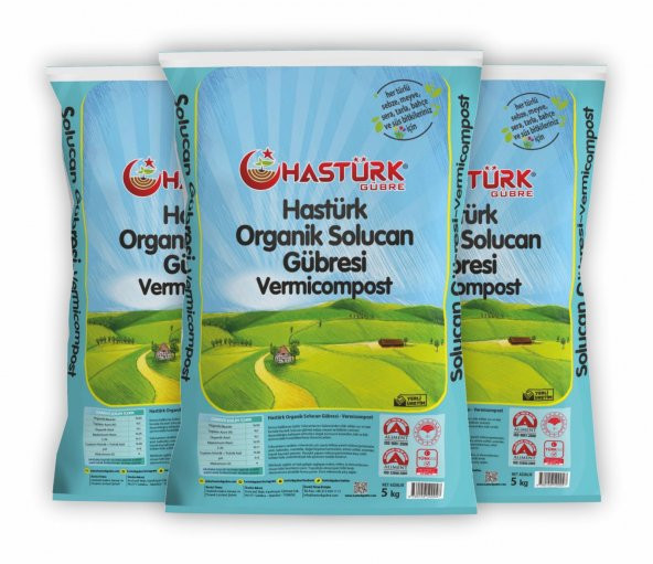 Hastürk %100 Organik Solucan Gübresi 3 x 5 Kg.