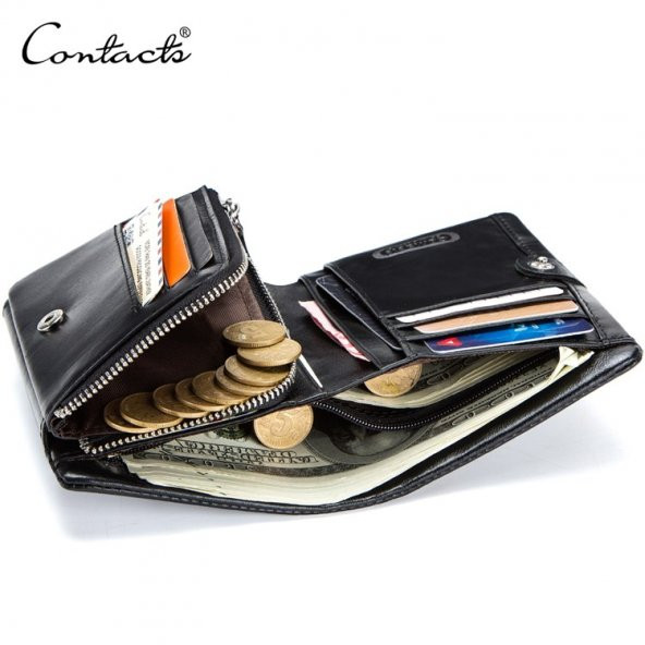 Contacts Classic Italian Trifold Hakiki Deri Erkek Cüzdan - Mileto - 8