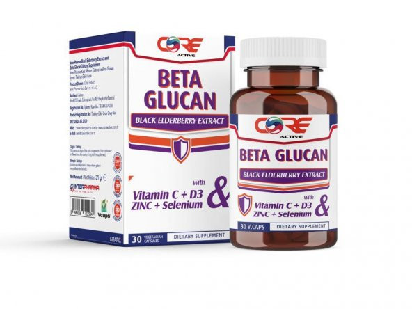 Beta Glucan Black Elderry Extract Vitamin C + D3 ZINC + Selenium 30 Vejetaryan kapsül