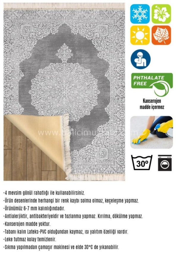HALICI MUSTAFA MODERN DESENLİ DERİ-PVC TABAN KAYMAZ HALI HM2020_1633 - 2