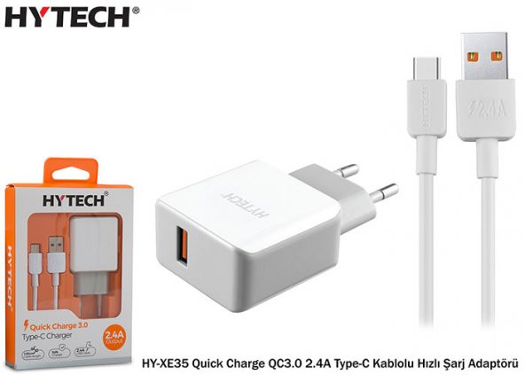 Hytech HY-XE35 Quick Charge QC3.0 2.4A Type-C Hızlı Şarj Adaptörü