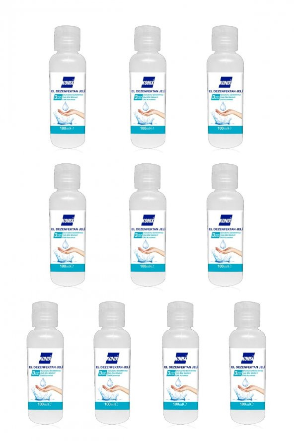 Konix 100 ml Antibakteriyel Virüslere Karşı Etkili El Dezenfektan Jel 10 Adet