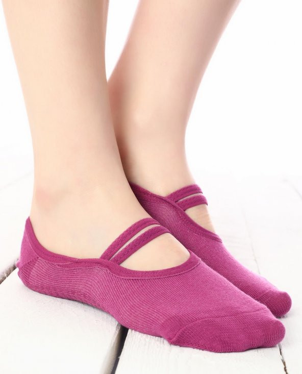 Mor Pilates ve Yoga Çorabı Kaydırmaz Tabanlı - Resim 5