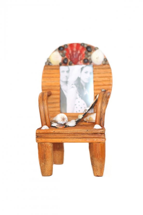 Dekoratif Doğal Deniz Kabuklu Sandalye Çerçeve Kahve