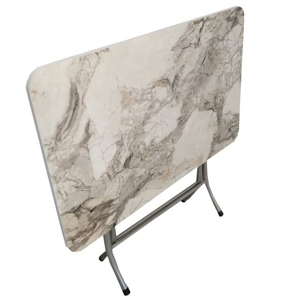 Mermer Desenli Gri Katlanır Balkon Masası - 90x60 cm - 2
