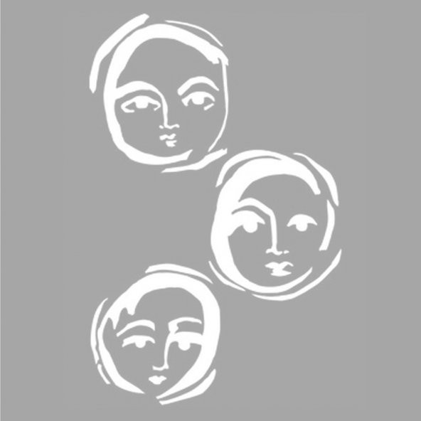 Kadın Portre Stencil Boyama şablonu 30x30 cm, Duvar Stencil, Fayans Stencil ,Mobilya Stencil