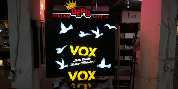 VOX 3D LED NEON TABELA KAYAN YAZI AYDINLATMA PANEL DEPO REKLAM KARTAL İSTANBUL CEVİZLİ - Resim 3