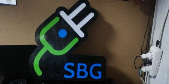 SBG Elektrik Priz Tesisatçı Tabelasi 3D Led Neon Etkili Işıklı En Ucuz Tabela Kutu Harf Depo Reklam - Resim 3