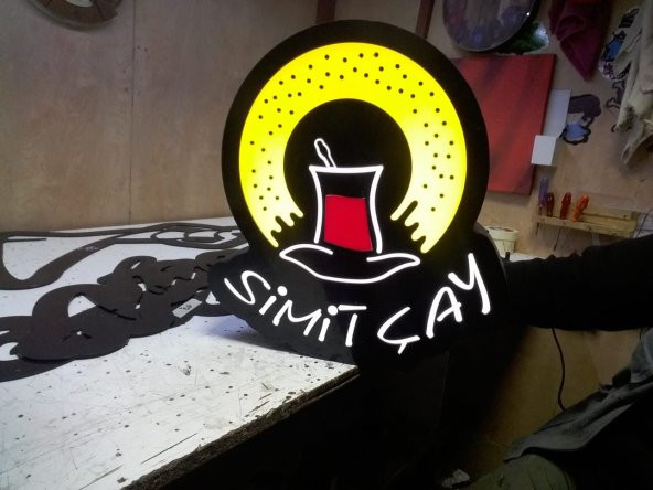 Simit Çay Tabelası 3D Led Neon Etkili Işıklı Tabela Kutu Harf İmalattan Satışa Depo Reklam ve Tabela