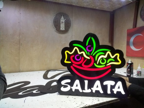Salata Tabelası 3D Led Neon Etkili Işıklı Tabela Kutu Harf Depo Reklam Tabela İmalattan İhracata ürün görseli