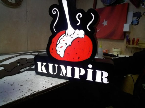 Kumpir Tabelası 3D Led Neon Etkili Işıklı Tabela Kutu Harf Depo Reklam Tabela Firmanıza Özel Tabela ürün görseli