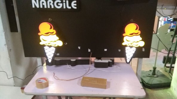 Dondurma Tabelası 3D Led Neon Etkili Işıklı Tabela Kutu Harf Depo Reklam Tabela Kartal Cevizli Tuzla ürün görseli