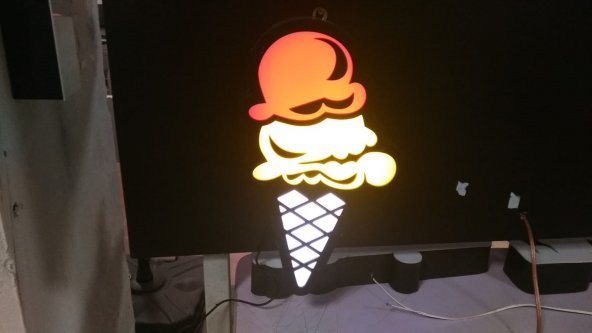 Dondurma Tabelası 3D Led Neon Etkili Işıklı Tabela Kutu Harf Depo Reklam Tabela Kartal Cevizli Tuzla - Resim 2