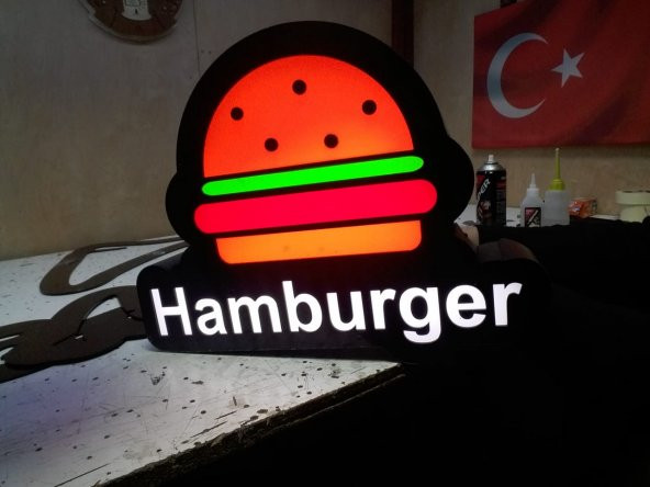 Hamburger Tabelası 3D Led Neon Etkili Işıklı Tabela Kutu Harf Tabela Depo Reklam İstanbul Kartal ürün görseli