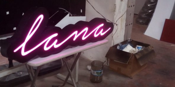 Abiye Lana Tabela 3D Led Neon Etkili Işıklı Tabela Kutu Harf İmalattan Satışa Butik Özel Tabela - Resim 3