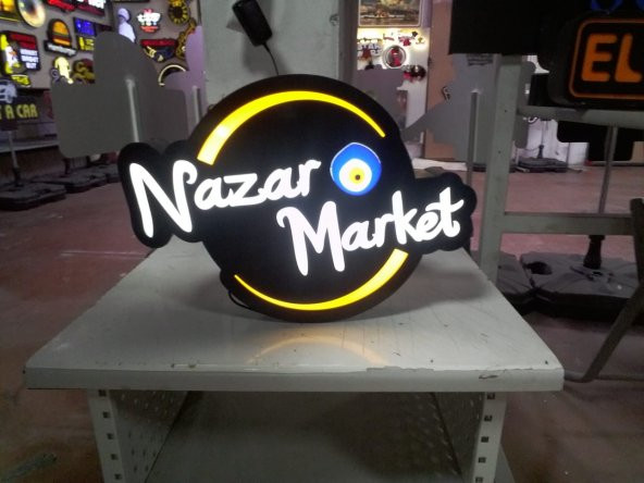 Nazar Market Tabelasi 3D Led Neon Etkili Işıklı Tabela Kutu Harf Depo Reklam Tabela İstanbul Kartal - Resim 2