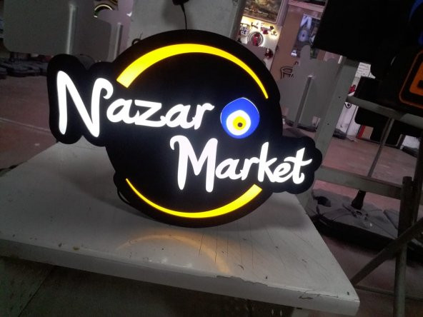 Nazar Market Tabelasi 3D Led Neon Etkili Işıklı Tabela Kutu Harf Depo Reklam Tabela İstanbul Kartal - Resim 3
