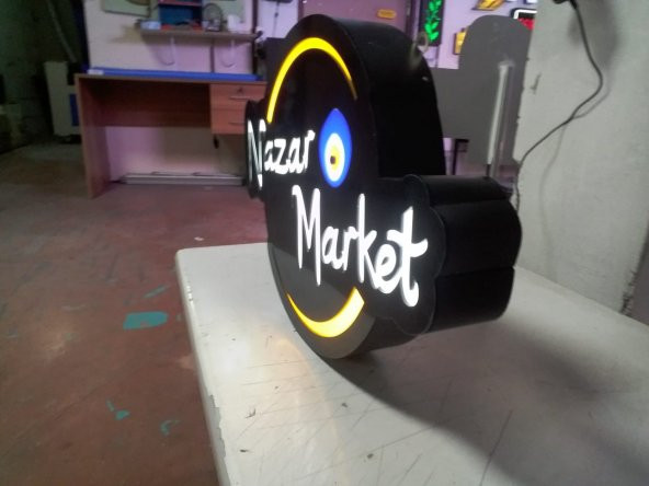 Nazar Market Tabelasi 3D Led Neon Etkili Işıklı Tabela Kutu Harf Depo Reklam Tabela İstanbul Kartal - Resim 4