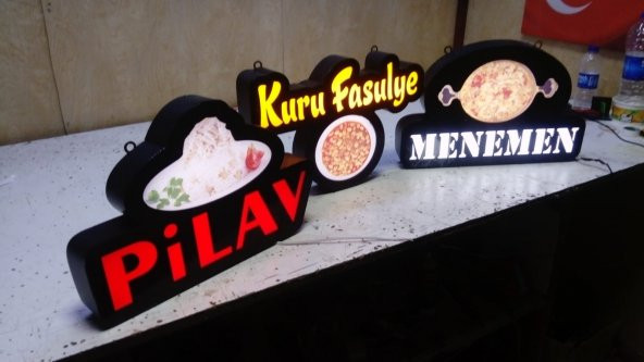 Pilav Menemen Kuru Tabelası 3D Led Neon Etkili Işıklı Led Tabela Depo Reklam Tabela Atalar Kartal - Resim 3