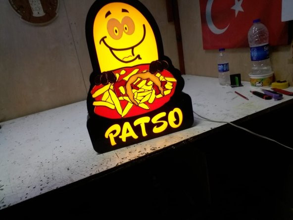 Patso Patates Tabelası 3D Led Neon Etkili Işıklı Tabela Kutu Harf Depo Reklam Tabela İstanbul Ankara - Resim 2