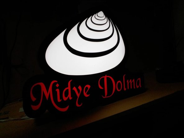 Midye Dolma Tabelası 3D Led Neon Etkili Işıklı Tabela Kutu Harf Balık İstiridye Tabelası Depo Reklam - Resim 2