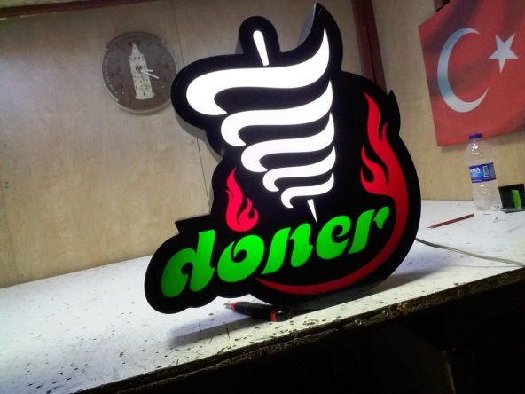 Döner Tavuk Et Döner Tabelası 3D Led Neon Etkili Işıklı Tabela Kutu Harf Depo Reklam Tabela Kartal - Resim 2