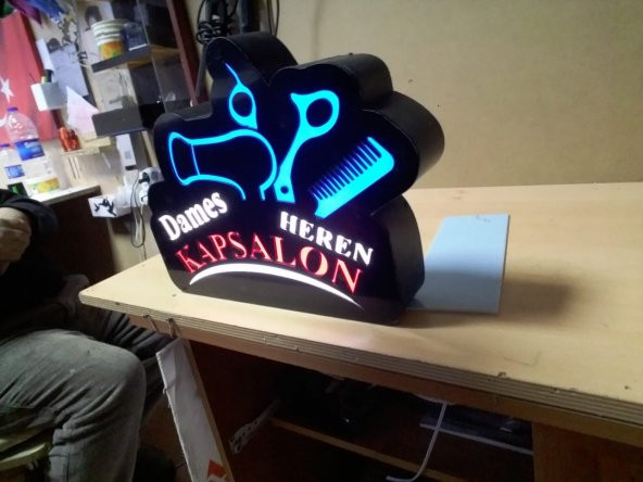Kapsalon Berber Kuafor Tabelasi 3D Led Neon Etkili Işıklı Tabela Kutu Harf Depo Reklam Tabela Kartal - Resim 2
