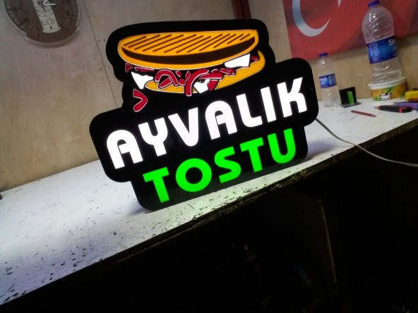 Ayvalık Tostu 3D Led Neon Etkili Işıklı Tabela Kutu Harf Depo Reklam Tabela Yemek Tabelaları Butik
