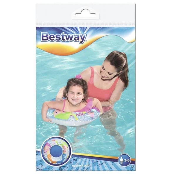 Bestway Renkli Deniz Kızı Desenli Can Simidi 51 Cm. - 5