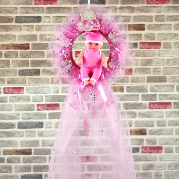 Kapı Süsü Yenidoğan Kız Et Bebekli Tüllü - 4