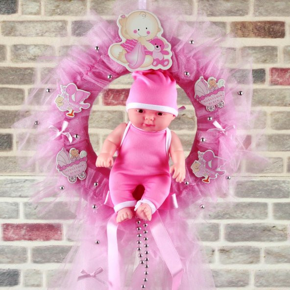 Kapı Süsü Yenidoğan Kız Et Bebekli Tüllü - 5