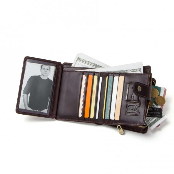 Contacts Trifold Hakiki Deri Rfid Korumalı Cüzdan - Marsala - 7