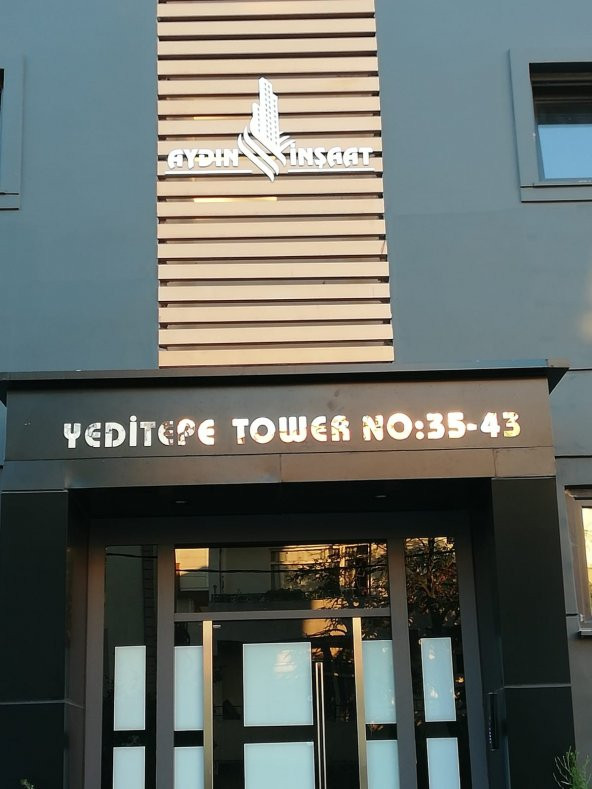 Aydın İnşaat Yeditepe Tower Kompozit Paslanmaz 3D Led Işık Kutu Harf Depo Reklam Maltepe İstanbul