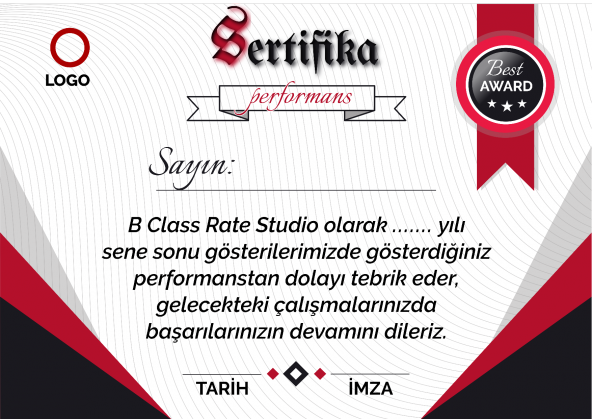 Sertifika Başarı Katılım Belgesi -Kişiye ve İsteğe Özel Tasarım - 3