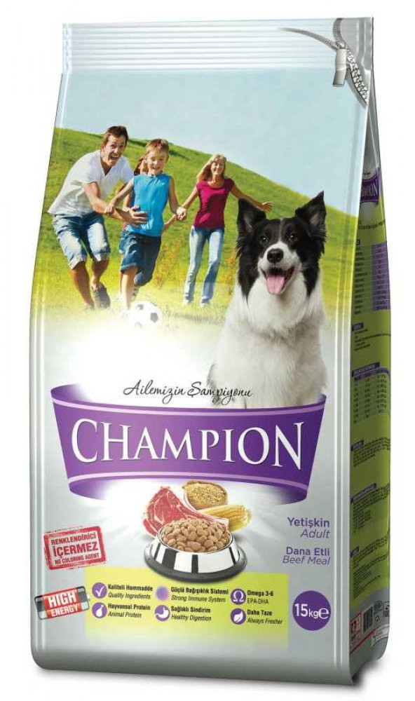 CHAMPİON DANA ETLİ YÜKSEK ENERJİ YETİŞKİN KÖPEK MAMASI 15 KG