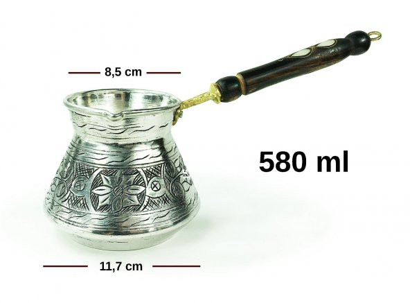 Shark Anatolia Külhan Bakır Cezve Kalay Oyma İşçiliği 580ml No:3 - 2
