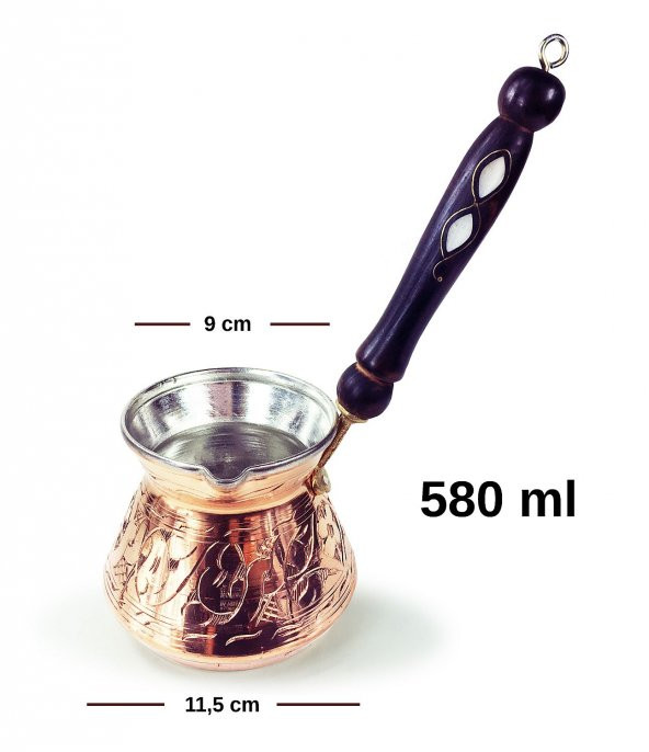 Shark Anatolia Külhan Bakır Cezve Oyma İşçiliği 500ml No:3 - 4