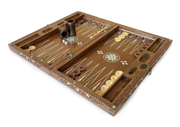 Helena Wood Art Topkapı Sedef Kakma Oymalı Nakışlı Ahşap Tavla Seti - 3
