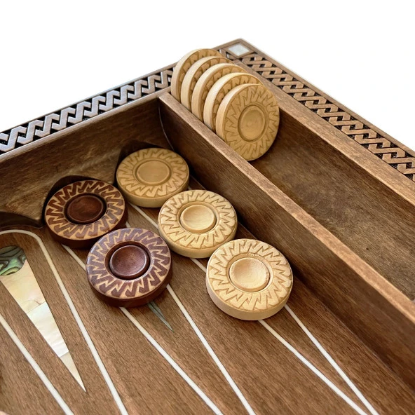 Helena Wood Art Topkapı Sedef Kakma Oymalı Nakışlı Ahşap Tavla Seti - 5