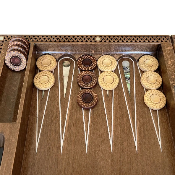 Helena Wood Art Topkapı Sedef Kakma Oymalı Nakışlı Ahşap Tavla Seti - 6