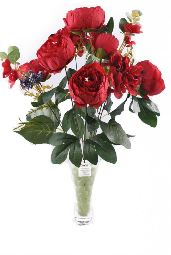 11 Dallı 50 cm Gül Demeti Yapay Çiçek Kırmızı-CK004KZ