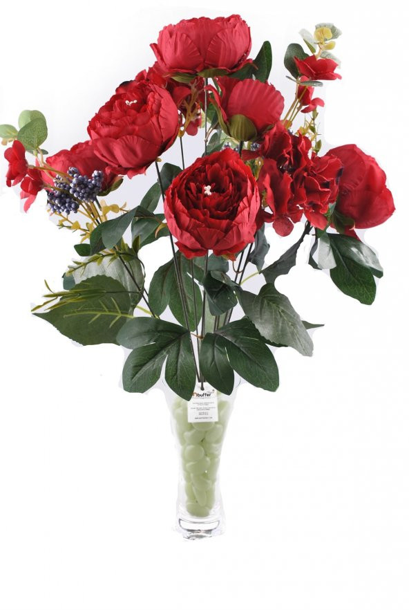 11 Dallı 50 cm Gül Demeti Yapay Çiçek Kırmızı-CK004KZ - 3