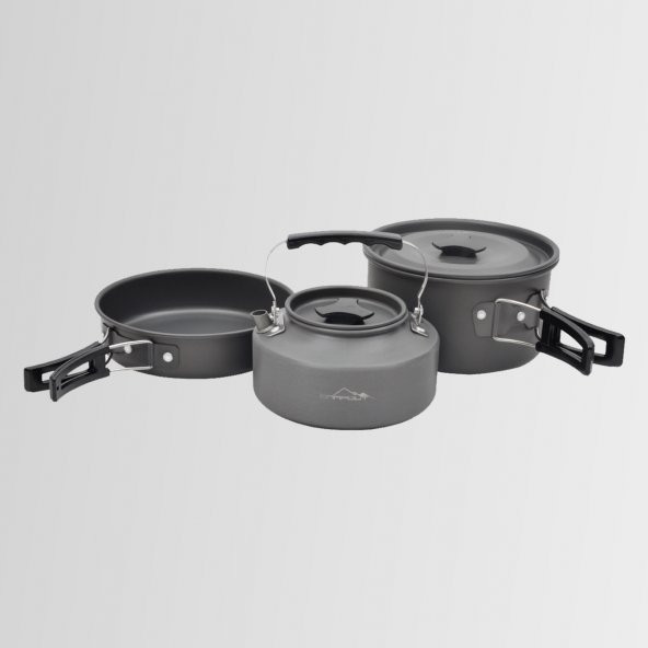 Nurgaz NG-200-TTC Outdoor Yemek Kapları - Servis Kaşıkları - Üçü Bir Arada Kamp Tencere Tava Çaydanlık Seti - 6